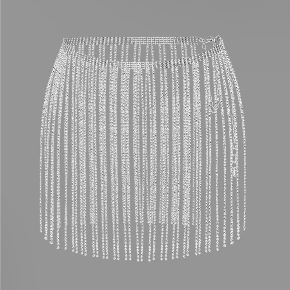 NWOT Micas rhinestone sheer mini skirt